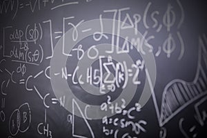 Blackboard inscribed with mathematical formulas