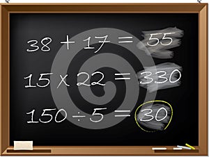 Blackboard with math excercises