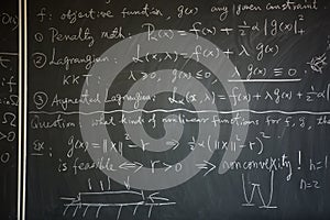 Blackboard with math lesson
