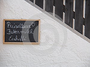 Blackboard with menu, south tyrol, italy, europe