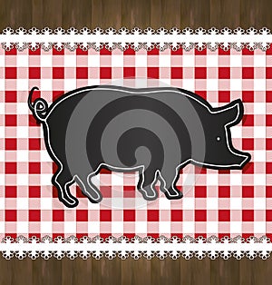 Blackboard menu tablecloth lace pig