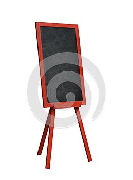 Blackboard in red wood frame on white