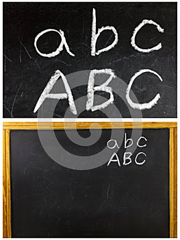Blackboard school abc alphabet chalk written spelling