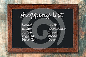 Blackboard shopping list