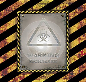 Blackboard sign caution banner warning biohazard