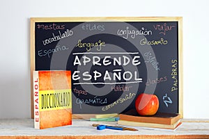 Blackboard in an Spanish language class photo