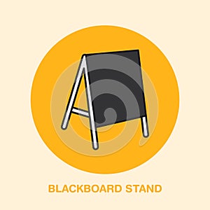 Blackboard stand line icon. Cafe menu outdoor advertising. Exhibition and promotion design element. Trade objects flat