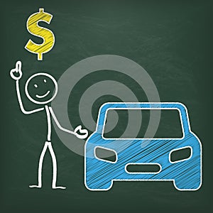 Blackboard Stickman Car Dollar