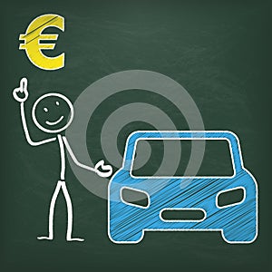 Blackboard Stickman Car Euro