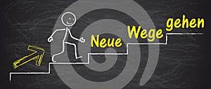 Blackboard Stickman Neue Wege gehen