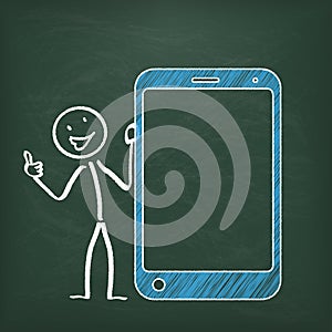 Blackboard Stickman Smartphone Ok