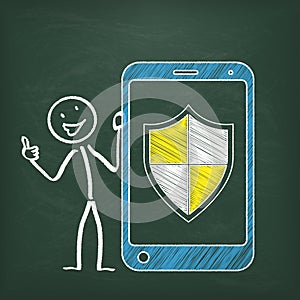 Blackboard Stickman Smartphone Protection Shield