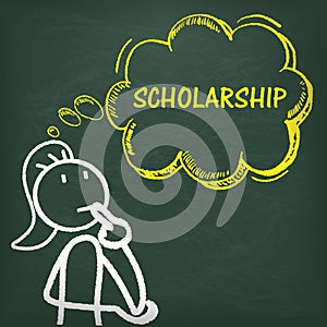 Blackboard Stickwoman Thinking Scholarship