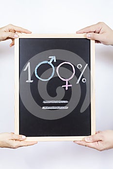 Blackboard with the symbol of equality