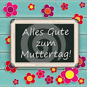 Blackboard Turquoise Wood Muttertag Flowers