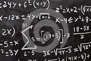 Blackboard written math operations photo
