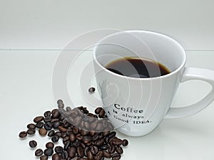 blackcoffee and coffee beans