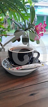 BlackCoffee and red flower