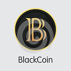 Blackcoin - Blockchain Cryptocurrency Graphic Symbol.