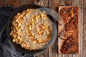 Blackened Alfredo chicken with fettuccine