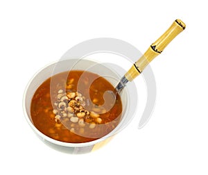 Blackeye Peas Soup In Bowl With Spoon Side photo