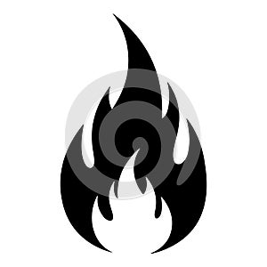 Blackflameicononwhitebackgroundforwebdesignisolatedgraphicelement
