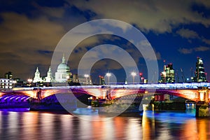 Blackfriars bridge at night, London