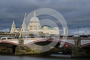 Blackfriars bridge over Thames river in uk