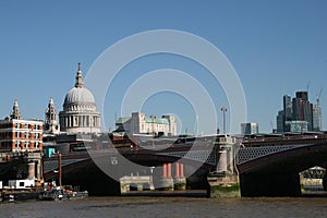 Blackfriars Railway Bridges and Saint Pauls Cathedral in London England