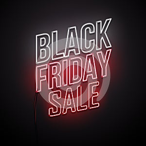 Black Friday Sale background. Neon sign. Vector illustration.