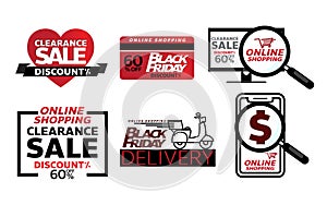 Blackfriday onlineshop promotion tag design for marketing sale photo