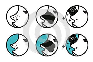 Blackhead pore strip treatment vector icon set illustration on white background.