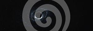 blackhole on black empty space universe void panoramic wide angle ai generated photo