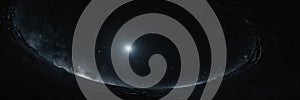 blackhole on black empty space universe void panoramic wide angle ai generated photo