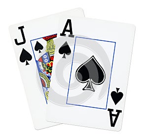 Blackjack cards isolated on white