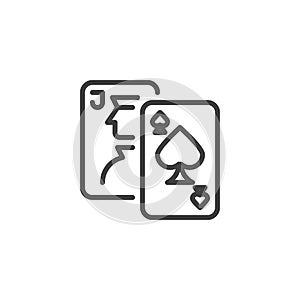 Blackjack Cards line icon