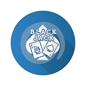 Blackjack flat design long shadow glyph icon