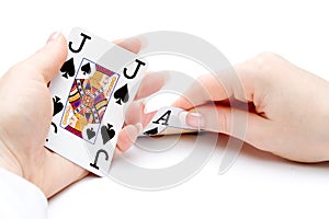 Blackjack hand - focus on jack