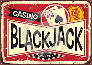 Blackjack retro casino sign
