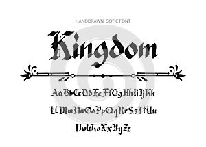 Blackletter gothic script hand-drawn font.