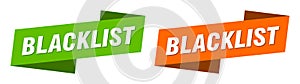 Blacklist banner. blacklist ribbon label sign set