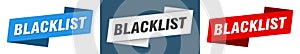 Blacklist banner. blacklist ribbon label sign set