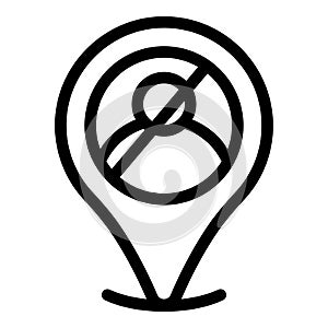 Blacklist gps pin icon, outline style