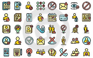 Blacklist icons set line color vector