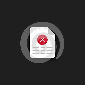 Blacklist illustration. White document with red no access symbol on black background.