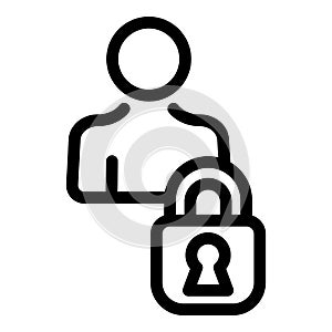 Blacklist padlock icon, outline style