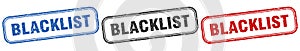 blacklist square isolated sign set. blacklist stamp.