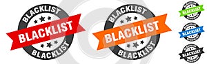 blacklist stamp. blacklist round ribbon sticker. tag