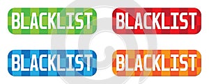 BLACKLIST text, on rectangle, zig zag pattern stamp sign.