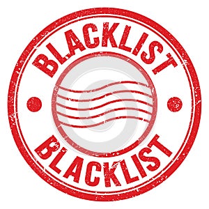 BLACKLIST text written on red round postal stamp sign